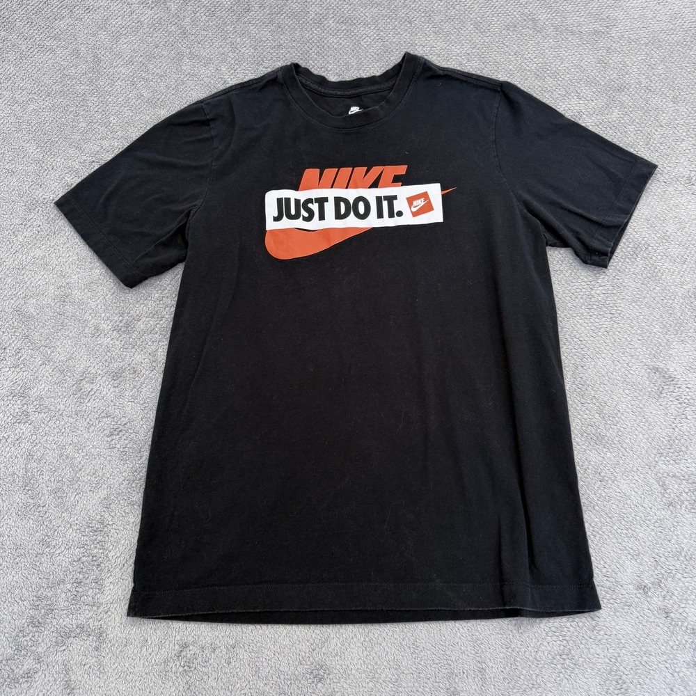 Nike T-Shirt Mens M Black Just Do It Graphic Short Sleeve 637586-00A